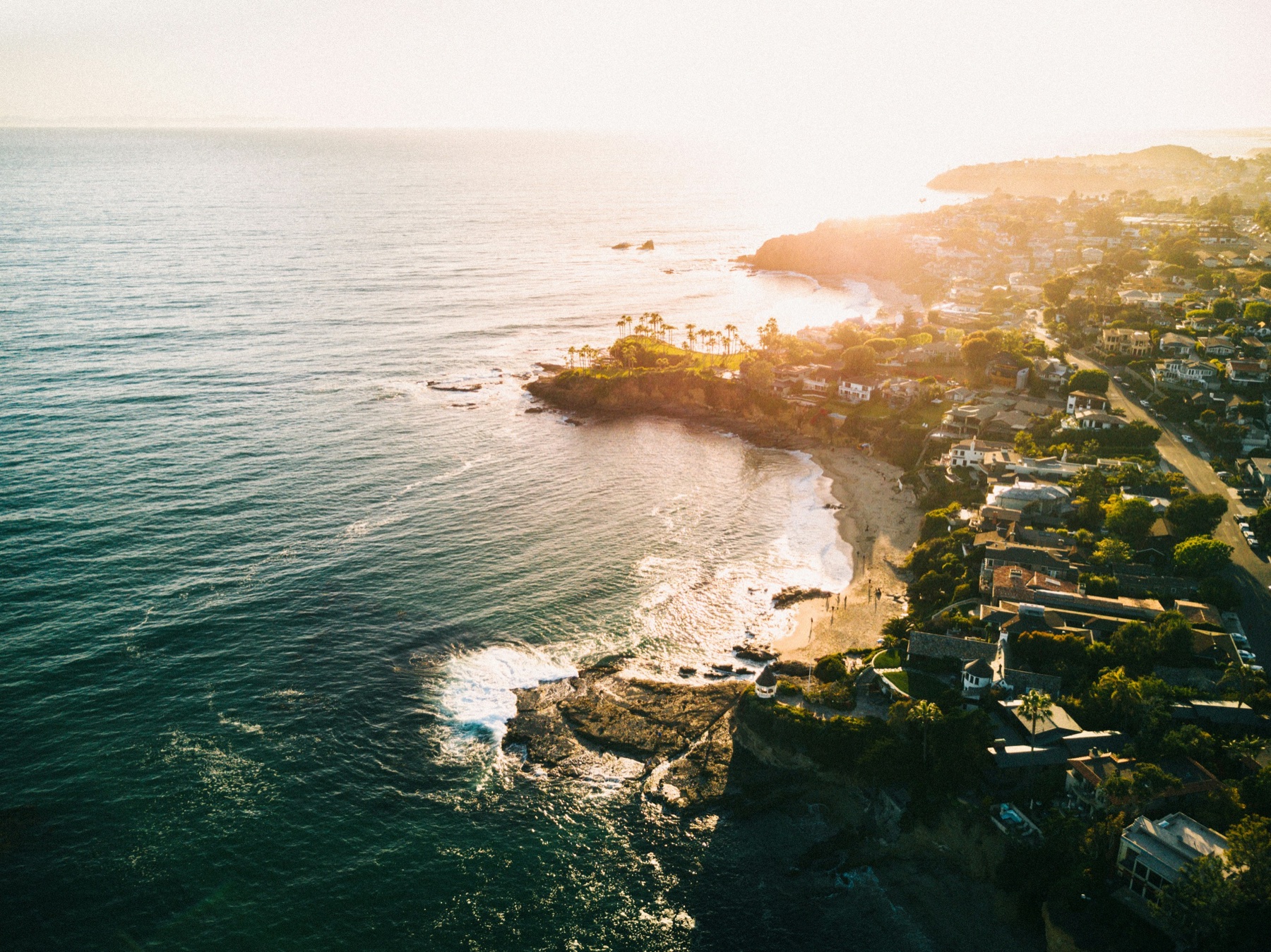 Southern California coastline at sunset